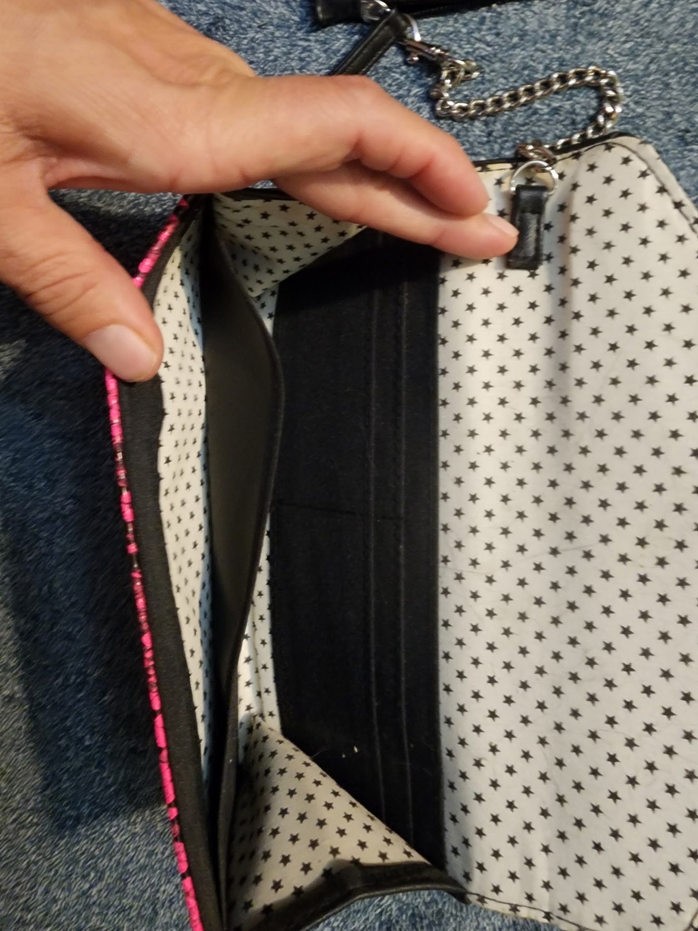 Womens Pink and Black Chain Strap Crossbody Bag - Unbranded